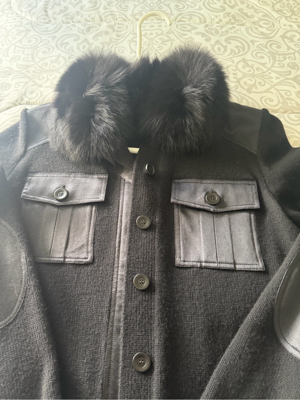 Valentino Knit Trim Sweater With Fur Collar - Picture 7 of 13